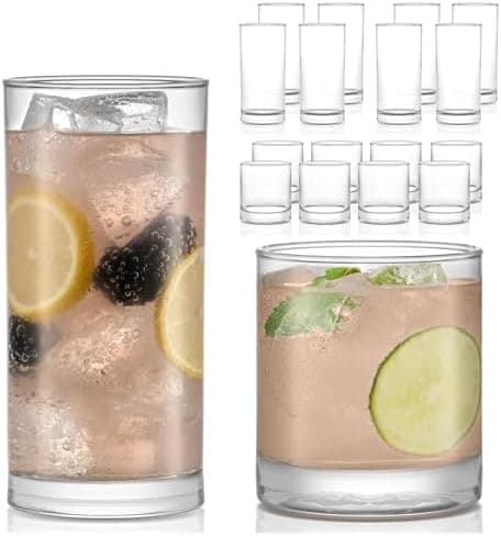 Libbey Province Tumbler and Rocks Glass Set, Elegant Drinkware Glasses Set of 16, Tall Drinking Glasses for Everyday Use or Any…