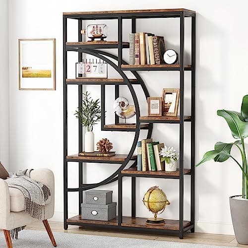Tribesigns Bookshelf, Industrial 5 Tier Etagere Bookcase, Freestanding Tall Bookshelves Display Shelf Storage Organizer with…