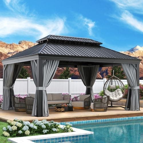 Aoxun 12' X 16' Hardtop Gazebo with Drainage System, Aluminum Outdoor…
