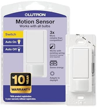 Lutron Maestro Motion Sensor Light Switch Indoor for Bathroom, Garage, Laundry Room, Any Bulbs, Occupancy…