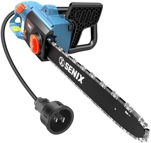 SENIX Electric Chainsaw, 18" Corded Chainsaw,15 Amp Chain Saw for Wood Cutting, Tree Trimming, Garden Tool for Pruning, Branch…