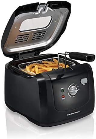 Hamilton Beach Cool Touch Electric Deep Fryer with Basket and Lid, 2 Liters / 8 Cups Oil Capacity, Adjustable Temperature, 1500…