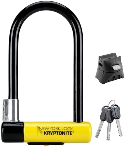 Kryptonite New York Standard Bike U-Lock, Heavy Duty Anti-Theft, 16mm Shackle with Mounting Bracket…