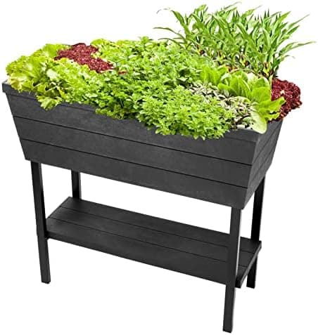 Keter Urban Bloomer 12.7 Gallon Raised Garden Bed and Outdoor Herb Garden Planter with Self Watering Gauge and Drainage Plug…