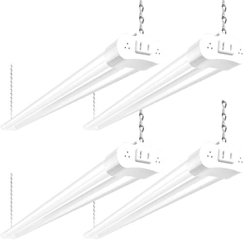hykolity 4 Pack Linkable LED Shop Light, 4FT 42W [250W Equivalent], 4400lm, 5000K Daylight, with…