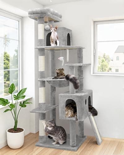 Globlazer Heavy Duty Cat Tree, 70 inch Sturdy Cat Tree for Indoor Cats Extra Large Cat Tower with Scratching Post, Hammock, Cat…