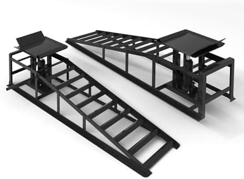 2 PCS Hydraulic Car Ramp, 11065LBS 5T Heavy Duty Car Ramps with Hydraulic Jack, Steel Car Ramps for Oil…