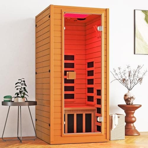 Real Relax Infrared Sauna with 660 & 850nm Red Light Therapy, Full Spectrum Sauna with 7 Heater, 1290w 120v, Fast Heat-Up, 1…
