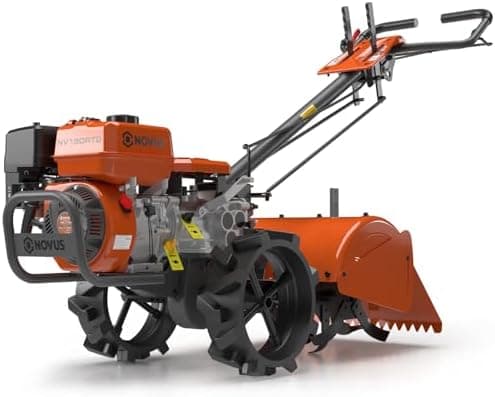NOVUS 18-Inch Dual Direction Rear Tine Tiller, 212cc 4-Cycle Gas Engine, Full Gear Transmission, Dual Rotating Tines, Airless…