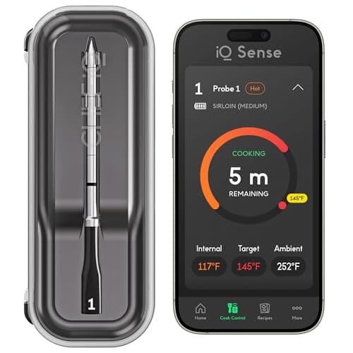 CHEF iQ Sense | Smart Wireless Meat Thermometer | Ultra-Thin Probe | WiFi Unlimited Range | 1000°F Heat Safe | 5 Sensors | BBQ…