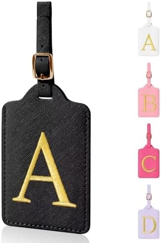 XSUIOY Personalized Initial Luggage Tags for Suitcases,Leather Letter Cute Luggage Tags with Privacy Name Card,Embroidered…
