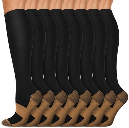 Iseasoo Copper Compression Socks 15-20 mmHg for Men & Women 8 Pairs –…