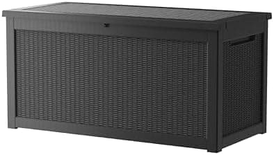 TARKARI 320 Gallon Lockable Resin Deck Box, Waterproof & UV-Resistant Outdoor Storage Box for Outdoor Cushion Storage, Garden…