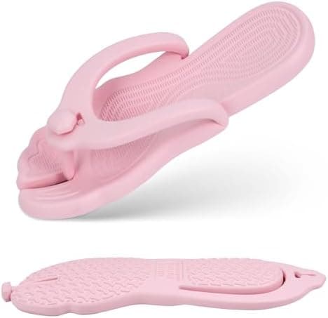 Rosoz Flip Flops for Women Men Foldable Travel Slippers Lightweight Shower Shoes Non-Slip Quick-Dry Bathroom Camp Beach Sandals