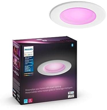 Philips Hue Smart Retrofit Recessed 5/6 Inch LED Downlight 1 Pack - White and Color Ambiance Color-Changing…