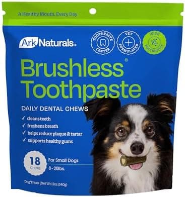 Ark Naturals Brushless Toothpaste, Dog Dental Chews for Small Breeds, Freshens Breath, Helps Reduce Plaque & Tartar, 12oz, 1 Pack