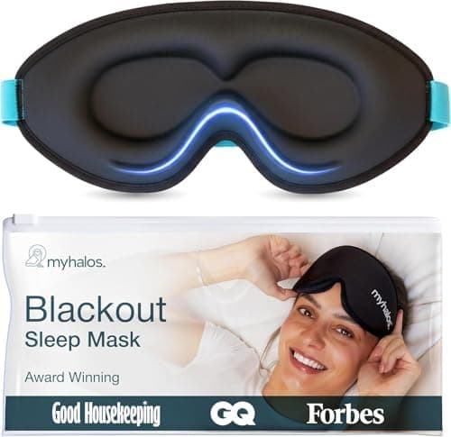 MyHalos® Sleep Mask – 3D Blackout Eye Mask for Women & Men, Side Sleepers, Zero Pressure Memory Foam Eyelash Friendly…