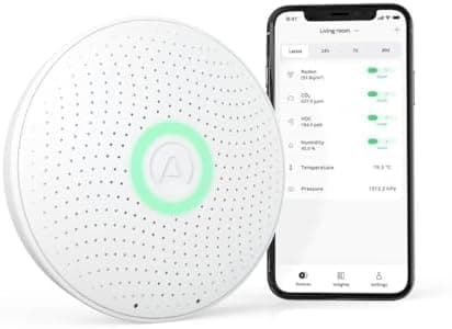 Airthings 2930 Wave Plus - Radon & Air Quality Monitor, Battery Powered (CO2, VOC, Humidity, Temp, Pressure)