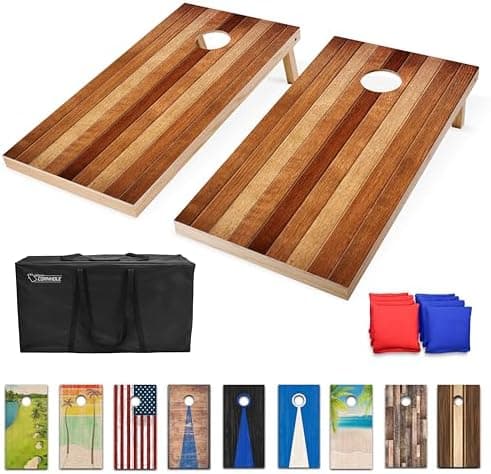 GoSports 4 x 2 ft Regulation Size Wood Cornhole Boards - 10 Vintage Wood Designs (Choose Your Style)