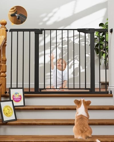 Cumbor 29.7-48" Baby Gate for Stairs, Mom's Choice Awards Winner-Dog Gate for Doorways, Auto Close Safety Pet Gate for Dogs…