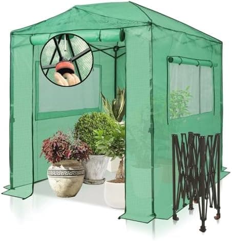 EAGLE PEAK 8x6 Portable Walk in Greenhouse, Pop Up Indoor Outdoor Greenhouse, Green House Kit with…