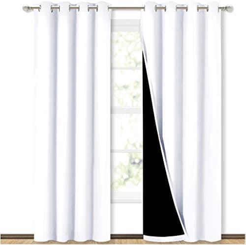 NICETOWN 100% Blackout Window Curtain Panels, Cold and Full Light Blocking Drapes with Black Liner…