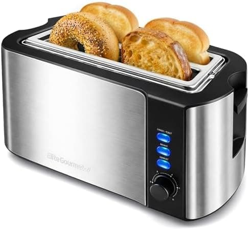Elite Gourmet ECT-3100 4-Slice Long Slot Toaster | Extra Wide Slots for Bagels, Sourdough & Texas Toast | 6…