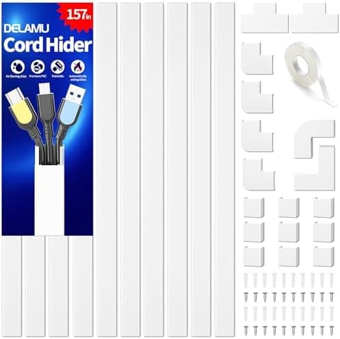 Delamu Cord Hider, 157in Wire Covers for Cords on Wall, Premium Cable Hider Cord Covers for Wires, Cable…