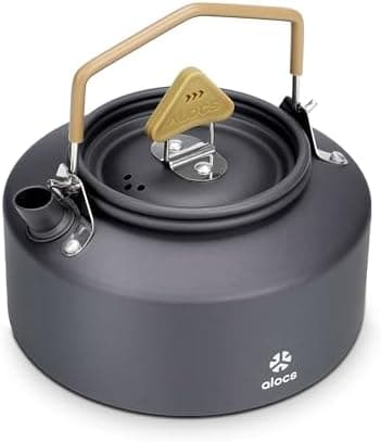 Alocs 1.4L Kettle Teapot, Portable Camping Coffee Pot, Hard-Anodized Aluminum Camping Kettle, Compact Tea Kettle for Stove Top…