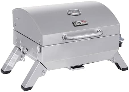 Royal Gourmet GT1001 Stainless Steel Portable Grill, 10000 BTU BBQ Tabletop Gas Grill with Folding Legs and Lockable Lid, Outdoor…