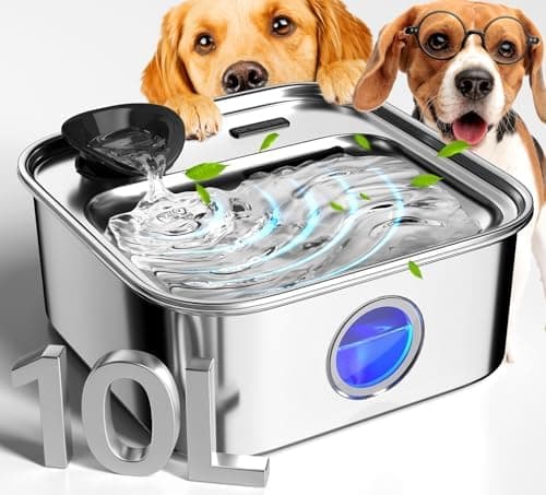 oneisall Dog Water Fountain for Large Dogs, 10L/2.6Gal Stainless Steel Automatic Dog Water Bowl Dispenser…
