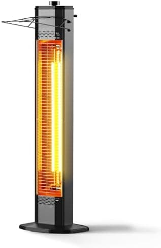 Outdoor Electric Patio Heater, 34-inch 1500W Infrared Tower Heater with Instant Heating, Tip-Over & Overheat…