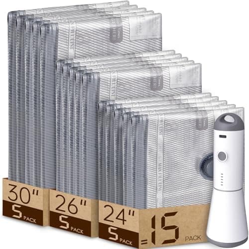 Vacbird Vacbird 15 Pack Vacuum Bags for Travel with Rechargeable Cordless Electric Pump, Carry-on Packing Bags for Luggage and…