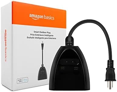 Amazon Basics Outdoor Smart Plug with 2 Individually Controlled Outlets, Works with Alexa Only, Voice Control, Weather Resistant…