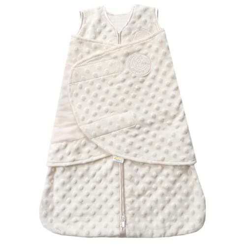 HALO Sleepsack Swaddle, 3-Way Adjustable Swaddle Blanket, TOG 3.0, Velboa Plush Dots, Cream, Newborn, 0-3 Months