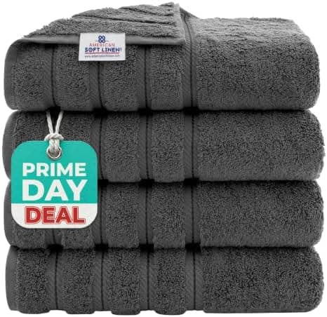 American Soft Linen Luxury 4 Piece Bath Towel Set, 600 GSM 100%…