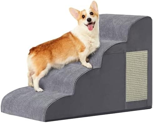 Dog Stairs for Small Dogs, 4-Step Dog Ramp for Bed 19.7" H, Dogs Steps for Bed, Couch, Pet Stairs with Non-Slip Bottom Design…