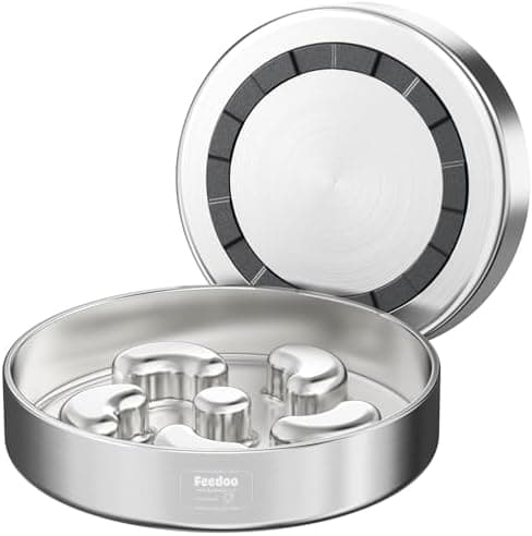 Slow Feeder Dog Bowl-2Cups for Medium Breeds, Double Wall Food-Grade Stainless Steel, Heavy Duty with Non-Slip Rubber Base…