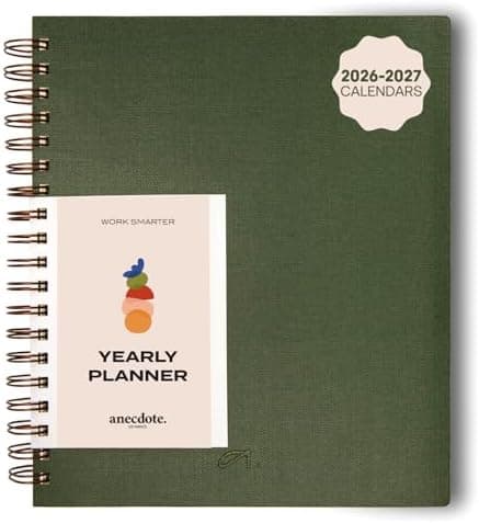 Anecdote Spiral Planner w/2026-2027 Calendar (8.5" x 10") | Start Anytime - 52 Weeks, Undated Planner Pages | To-Do List…