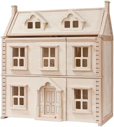 PlanToys® Victorian Wooden Dollhouse | 3-Story Large Doll House with Attic, Opening Panels & Sliding Windows | Pretend Play…