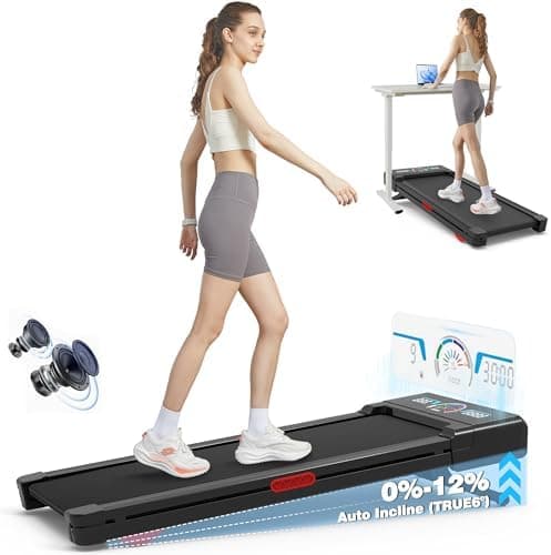 TRAILVIBER Walking Pad Treadmill with 12% 9-Level Auto Incline, 450 lbs Capacity RGB LED Screen, Bluetooth Speaker Under Desk…