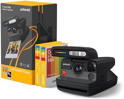 Polaroid Flip Instant Camera + Color Film Bundle (16 Photos Included) - Black (6565) - Hyperfocal 4-Lens…