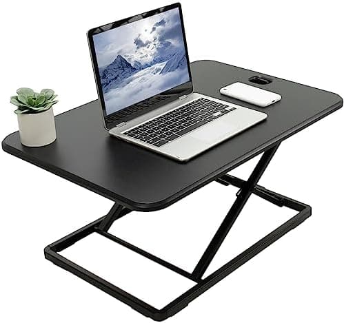 VIVO Ultra-Slim Single Top Height Adjustable Standing Desk Riser, Compact Sit Stand Desktop Converter for…