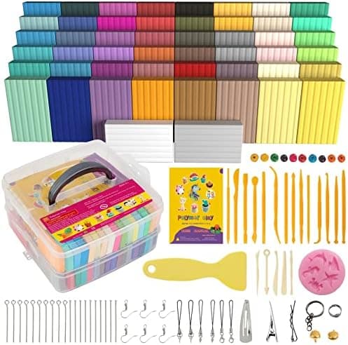 Aestd-ST Polymer Clay 50 Colors, Modeling Clay for Kids DIY Starter Kits, Oven Baked Model Clay, Non-Sticky Molding Clay with…