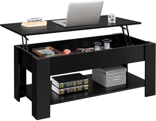 Yaheetech Lift Top Coffee Table with Hidden Compartment and Storage Shelf, Rising Tabletop Dining Table for Living Room Reception…