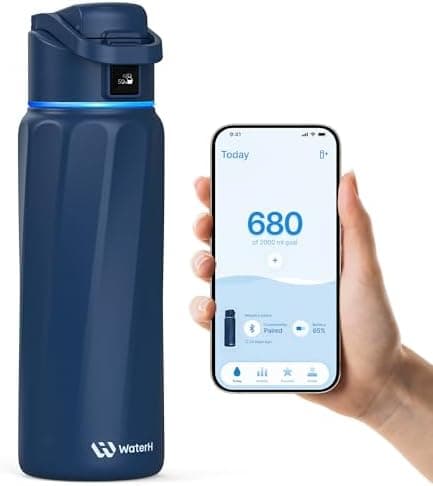 WaterH BOOST Smart Water Bottle with Reminder & Tracker, Double Wall Vacuum Insulated Bottles Stainless Steel, 32oz BPA-Free Wide…