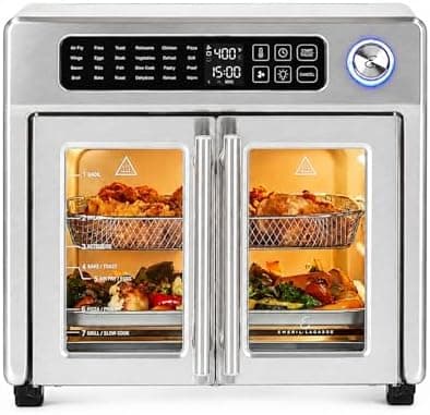 Emeril Lagasse Extra Large French Door Air Fryer Toaster Oven Combo, 24 Cooking Functions and Digital Controls, 7 Accessories…