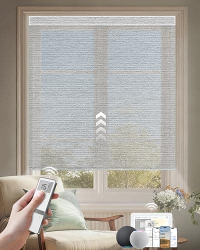 Kincmo Motorized Blinds with Remote, Light Filtering Roller Shades Work with Apple Homekit,Alexa,Google Home…