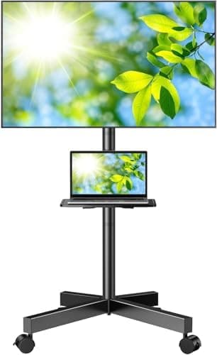 PERLESMITH Rolling TV Stand, Mobile TV Stand for 23-60 Inch LCD LED TVs, Tilt TV Stand Wheels Holds up to 88Lbs, Portable TV…