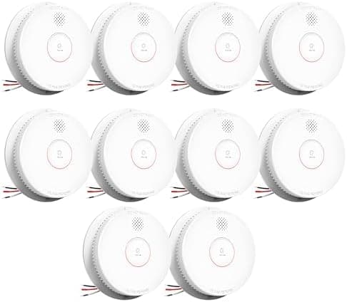 SITERWELL Smoke Detector, Hardwired Interconnected Smoke Detector, Photoelectric Smoke Alarm with 9V Backup Battery, Fire Alarm…